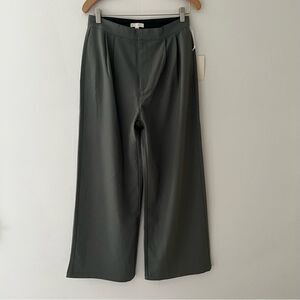 All:Row Pants Trousers Wide Leg High Waist Pleated Green Size Medium Annie Hall